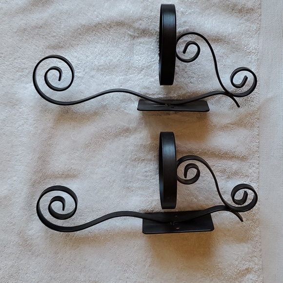 Pair of Black Metal Wall Sconces 12" Tall hold pillar candles EUC - Picture 2 of 3